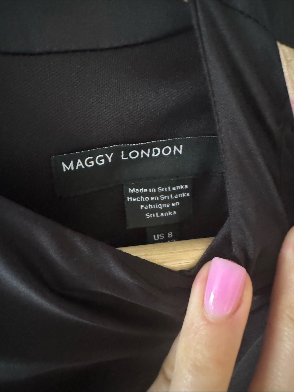 Maggy London Black Midi Dress with Pink & Cream Floral Print - Picture 3 of 4